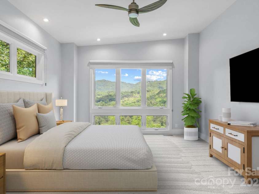 34 Grovepoint Way, Asheville, NC 28804.  MLS# CAR4228655, YatesRealty ID 8710. Staged Primary bedroom