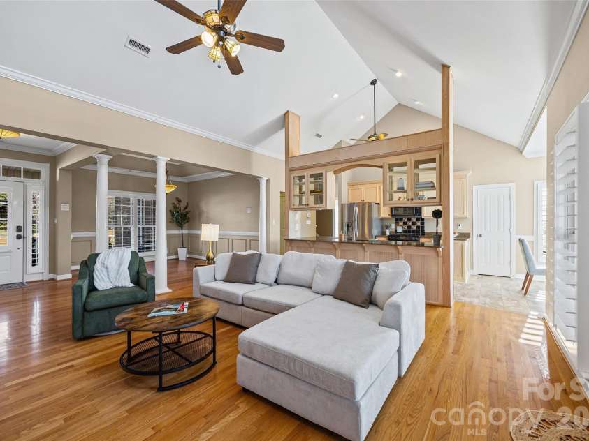 310 Clarendon Estates Drive, Clover, SC 29710.  MLS# CAR4305120, YatesRealty ID 8730. Living Room into Kitchen