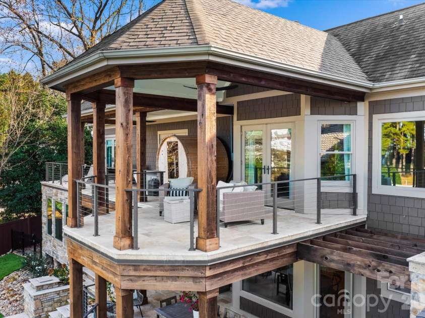 16407 Jetton Road, Cornelius, NC 28031.  MLS# CAR4326392, YatesRealty ID 881. Covered Porch off 2nd Floor Bedroom 3