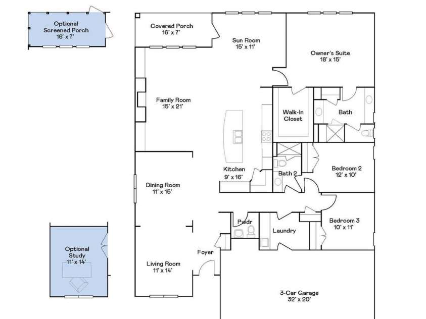 4134 Camden Glen Road, Lancaster, SC 29720.  MLS# CAR4227945, YatesRealty ID 8829. Floorplan
