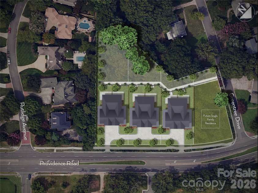 3146 Providence Road, Charlotte, NC 28211.  MLS# CAR4238500, YatesRealty ID 8836. GreenTree Manor Site Plan - Model Home: 3204 Sharon View Road, Charlotte, NC 28210