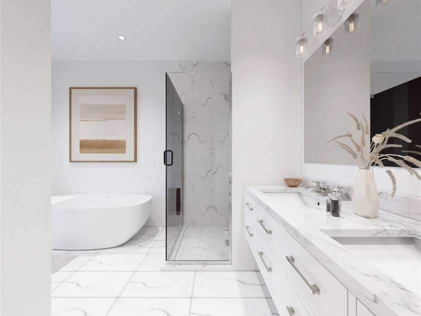 3 Aster Court, Asheville, NC 28801.  MLS# CAR4163727, YatesRealty ID 884. Primary Bath with Double Vanities