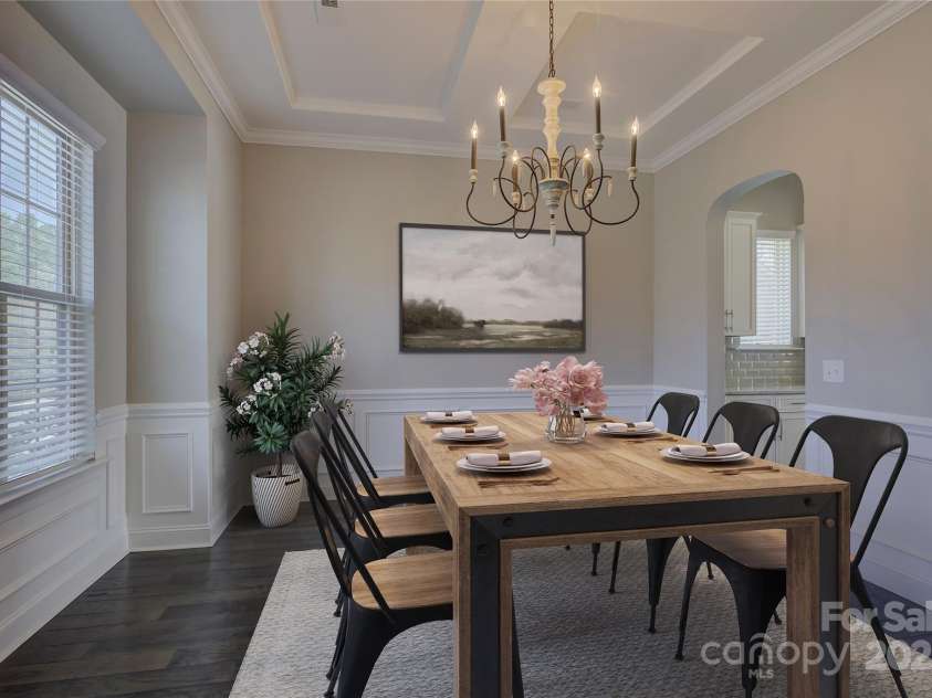 17809 Pawleys Plantation Lane, Charlotte, NC 28278.  MLS# CAR4230692, YatesRealty ID 8846. Virtually staged formal dining room