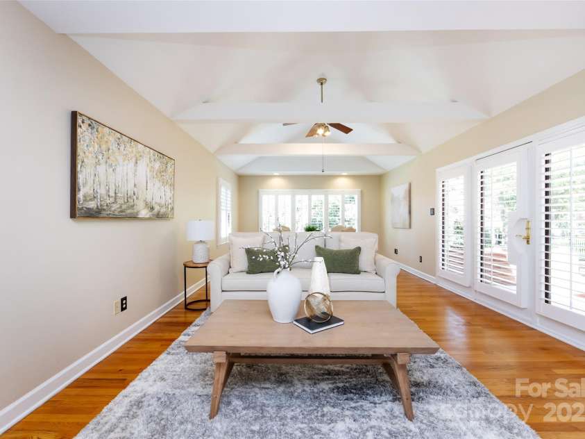757 Concord Road, Davidson, NC 28036.  MLS# CAR4265019, YatesRealty ID 8872. Floor to ceiling windows and vaulted ceiling 