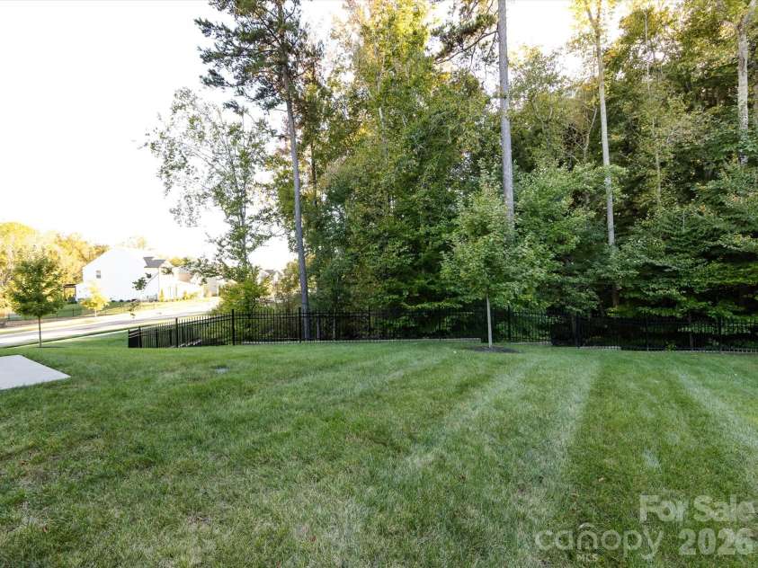 8903 Ansley Park Place, Huntersville, NC 28078.  MLS# CAR4366272, YatesRealty ID 8920. Spacious backyard with lush green lawn, mature trees, and fencing, offering privacy and room for outdoor enjoyment.
