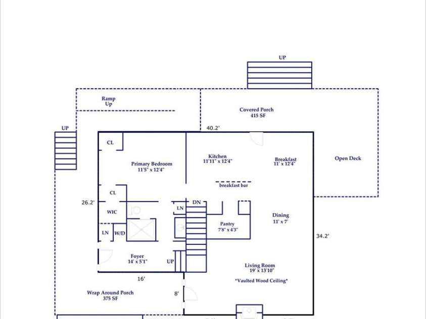 146 Green Briar Lane, Green Mountain, NC 28740.  MLS# CAR4287422, YatesRealty ID 9017. Main Level Floorplan