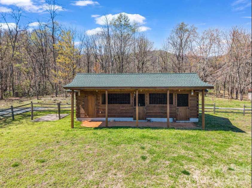 175 Pink Campbell Road, Landrum, SC 29356.  MLS# CAR4359870, YatesRealty ID 9018. Front view of 2 stall barn.