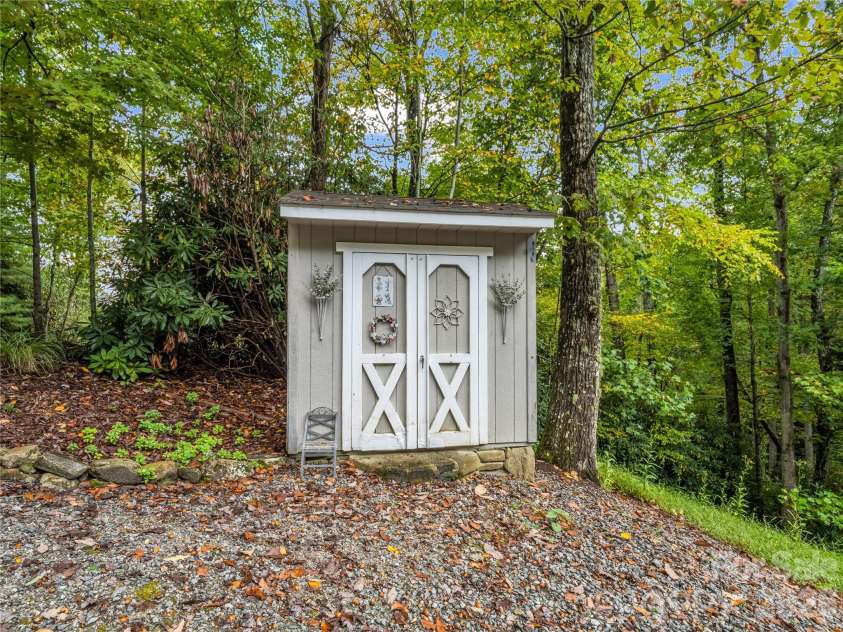 142 Winterview Trail, Hendersonville, NC 28739.  MLS# CAR4300750, YatesRealty ID 9056. Storage shed