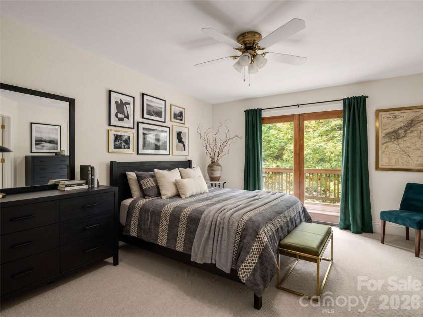 142 Winterview Trail, Hendersonville, NC 28739.  MLS# CAR4300750, YatesRealty ID 9056. Virtually staged primary bedroom