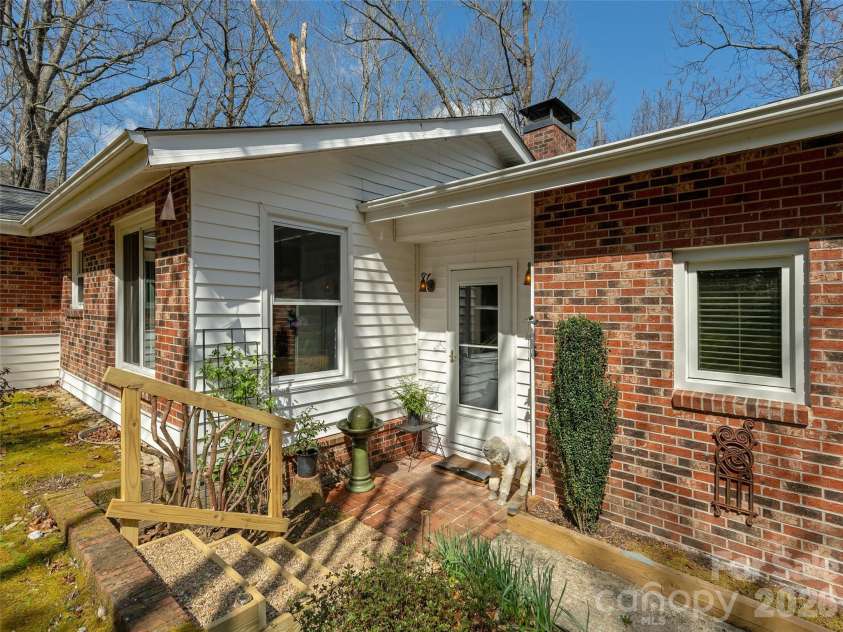 54 Bear Rock Loop Road, Hendersonville, NC 28739.  MLS# CAR4361191, YatesRealty ID 9062. Front Door and new Steps with Railing to the front yard