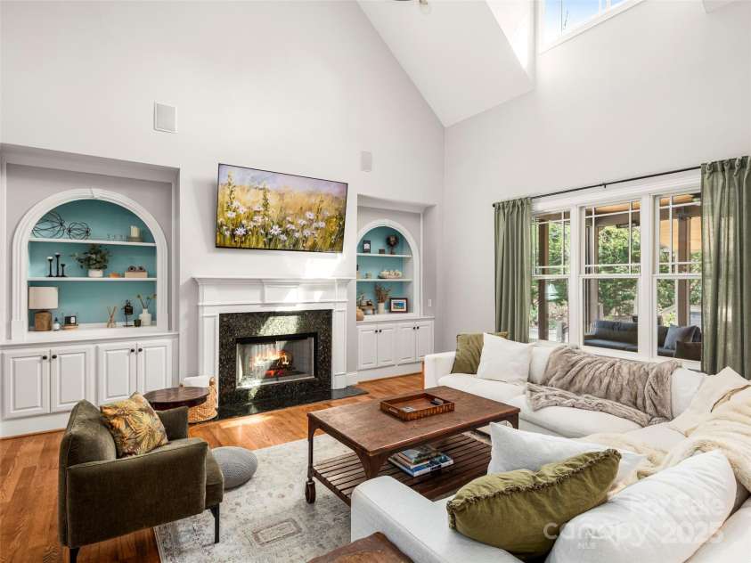 76 King Heights Drive, Fletcher, NC 28732.  MLS# CAR4245183, YatesRealty ID 9099. Gas fireplace and built-ins