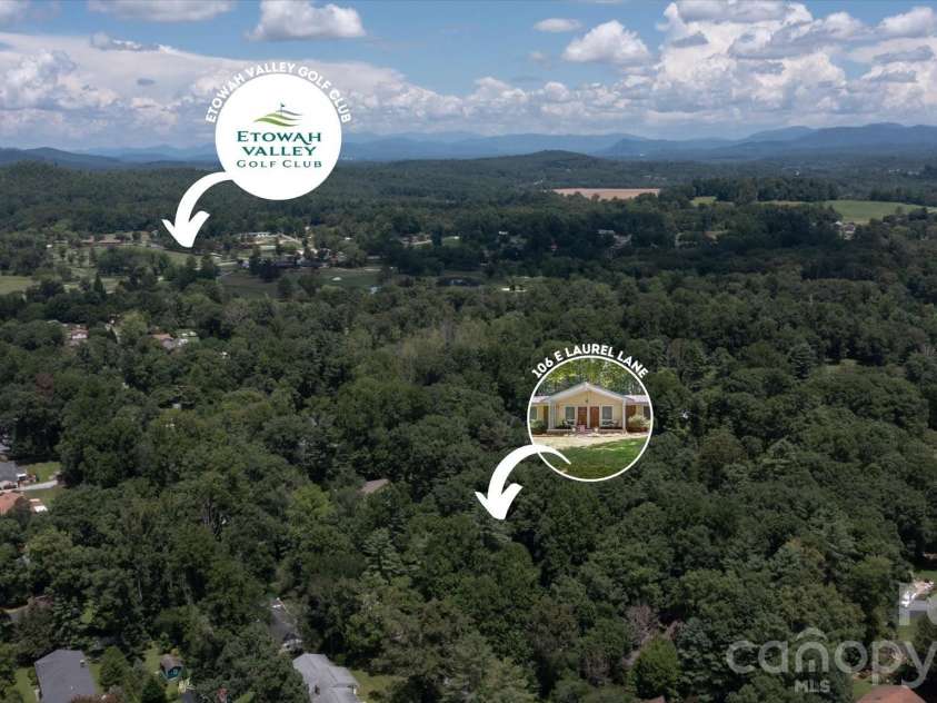 106 Laurel Lane, Etowah, NC 28729.  MLS# CAR4354319, YatesRealty ID 9161. Aerial view of neighborhood