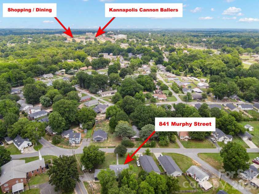 841 Murphy Street, Kannapolis, NC 28081.  MLS# CAR4391730, YatesRealty ID 9245. Aerial