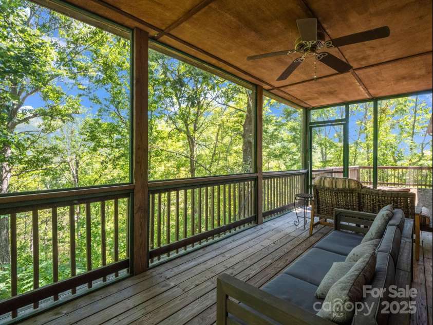 288 Long Ridge Road, Old Fort, NC 28762.  MLS# CAR4297306, YatesRealty ID 9246. Covered Rear Deck Overlooking Lake George