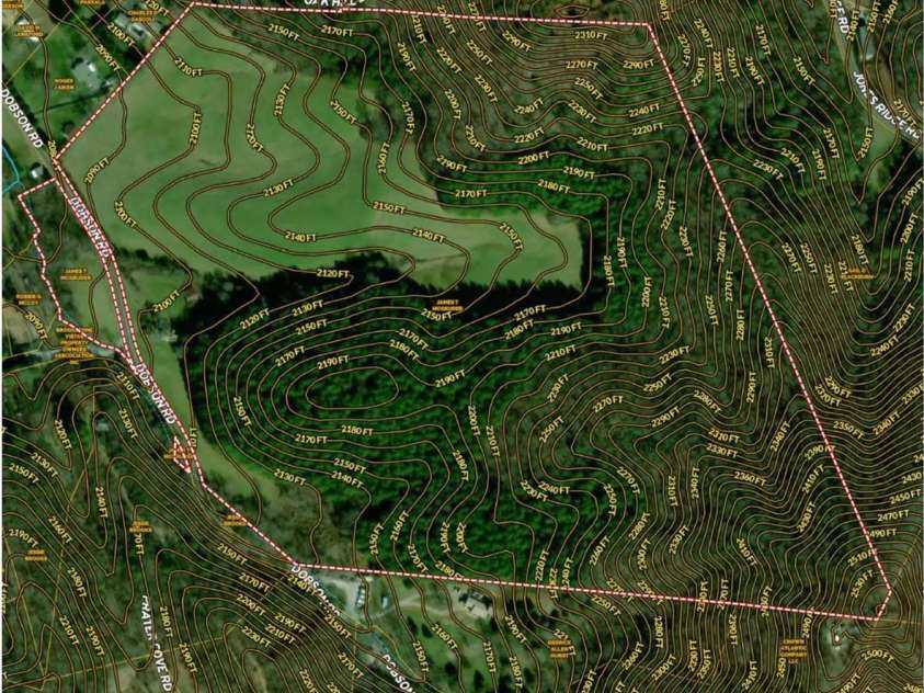 232 Dobson Road, Franklin, NC 28734.  MLS# CAR4190366, YatesRealty ID 925. Contour map