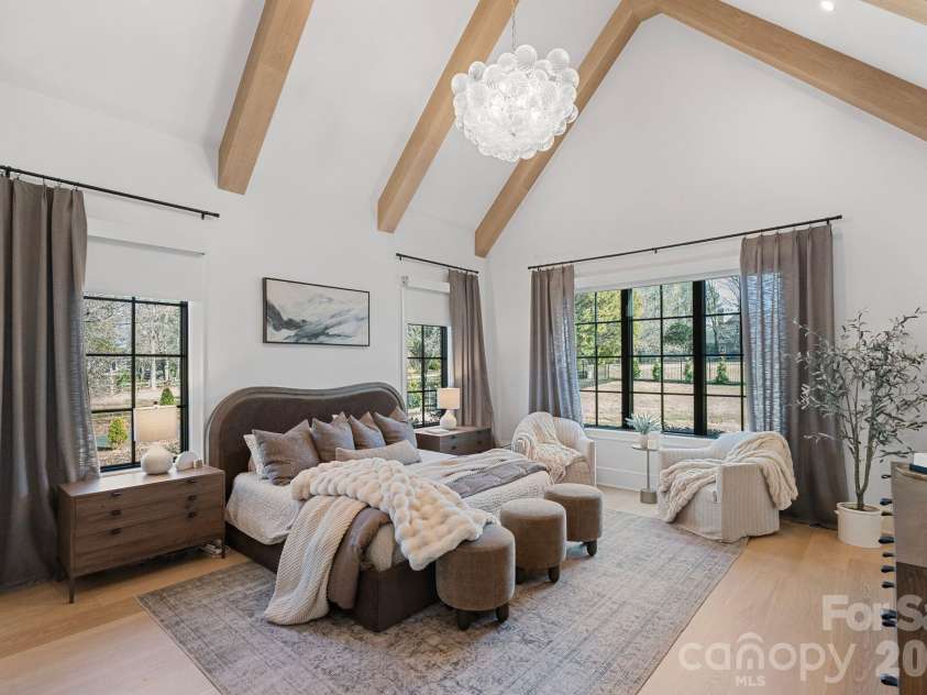 20320 Havenview Drive, Cornelius, NC 28031.  MLS# CAR4342352, YatesRealty ID 9251. Generously sized primary suite anchors the entire left side of the home. Stunning vault provides a volume  befitting the primary in beautiful home.
