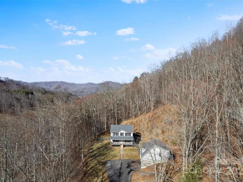 272 Paint Fork Road, Barnardsville, NC 28709.  MLS# CAR4225588, YatesRealty ID 9264. Aerial of the House & Extra Parcel totaling over 7 Acres