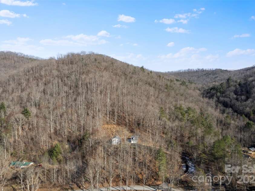 272 Paint Fork Road, Barnardsville, NC 28709.  MLS# CAR4225588, YatesRealty ID 9264. Aerial of the House & Extra Parcel totaling over 7 Acres
