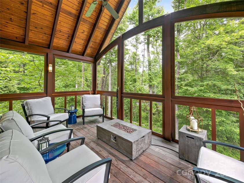 51 Robinhood Road, Asheville, NC 28804.  MLS# CAR4203746, YatesRealty ID 927. Screen porch, IPE decking, vaulted ceiling