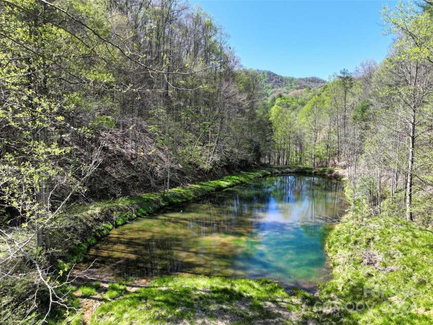2180 Pigeon Roost Road, Green Mountain, NC 28740.  MLS# CAR4137054, YatesRealty ID 9333. Another angle on this amazing pond