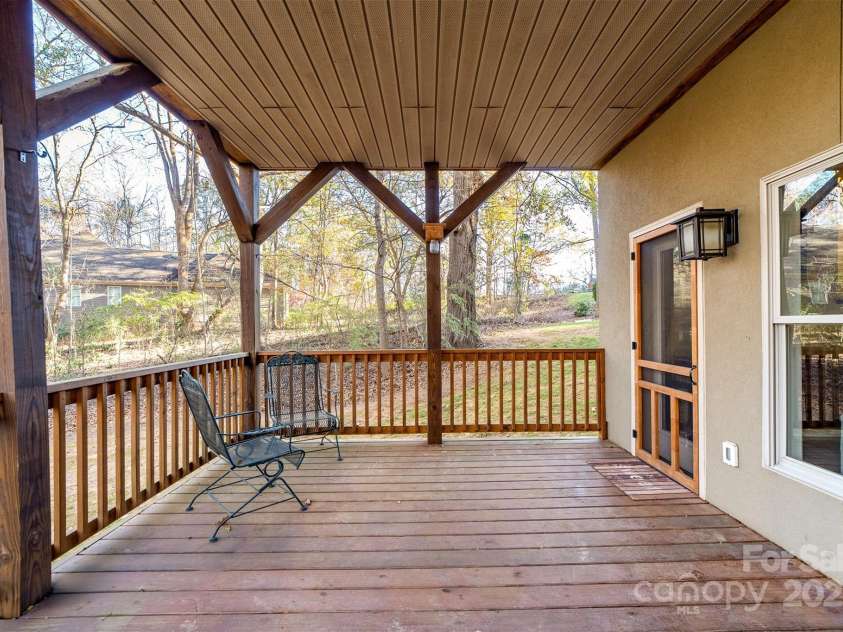 404 Yorkfield Drive, Shelby, NC 28150.  MLS# CAR4205572, YatesRealty ID 9353. Lower-level covered porch.