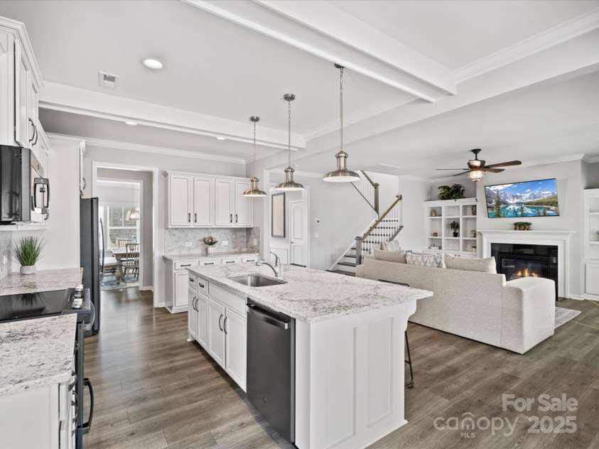 1503 Brooksland Place, Waxhaw, NC 28173.  MLS# CAR4213626, YatesRealty ID 9415. Open concept kitchen with coffered ceiling