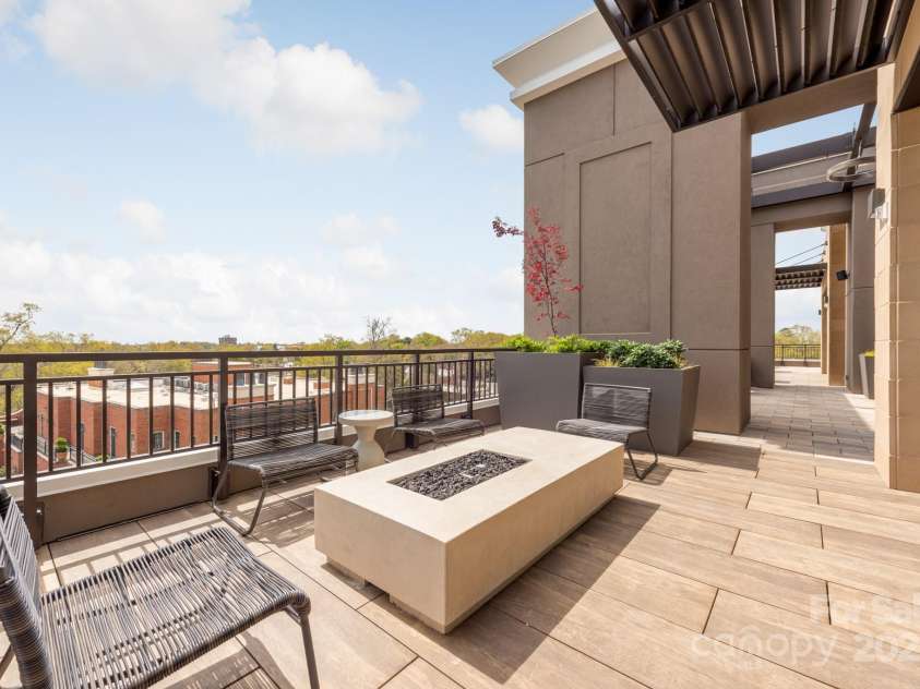 130 Cherokee Road, Charlotte, NC 28207.  MLS# CAR4125044, YatesRealty ID 944. Roof top terrace with fire pit