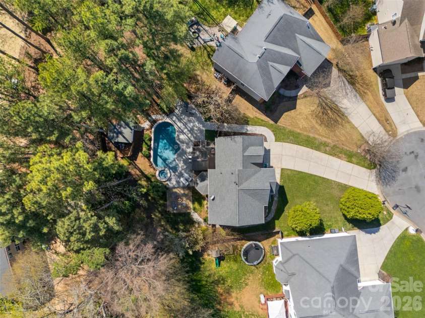 12141 Stone Forest Drive, Pineville, NC 28134.  MLS# CAR4360442, YatesRealty ID 9475. Aerial View