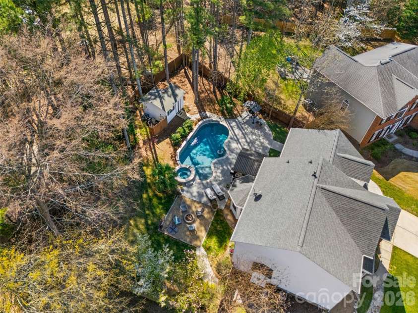12141 Stone Forest Drive, Pineville, NC 28134.  MLS# CAR4360442, YatesRealty ID 9475. Aerial View