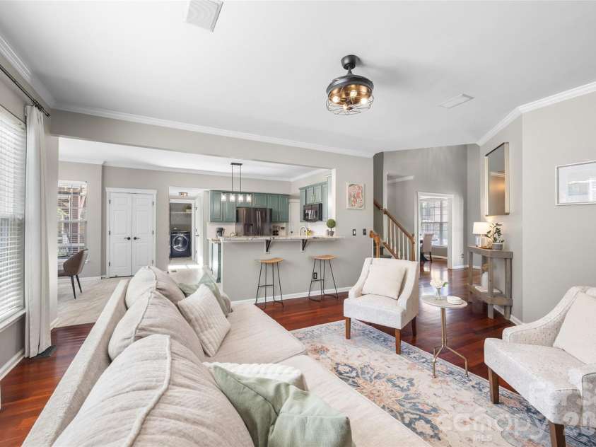 12141 Stone Forest Drive, Pineville, NC 28134.  MLS# CAR4360442, YatesRealty ID 9475. View from den into kitchen