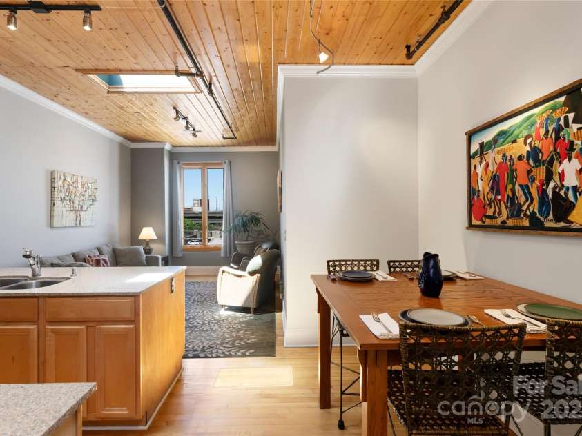 35 Patton Avenue, Asheville, NC 28801.  MLS# CAR4299187, YatesRealty ID 9493. High tongue and groove wooden ceilings and skylights provide a sense of spaciousness