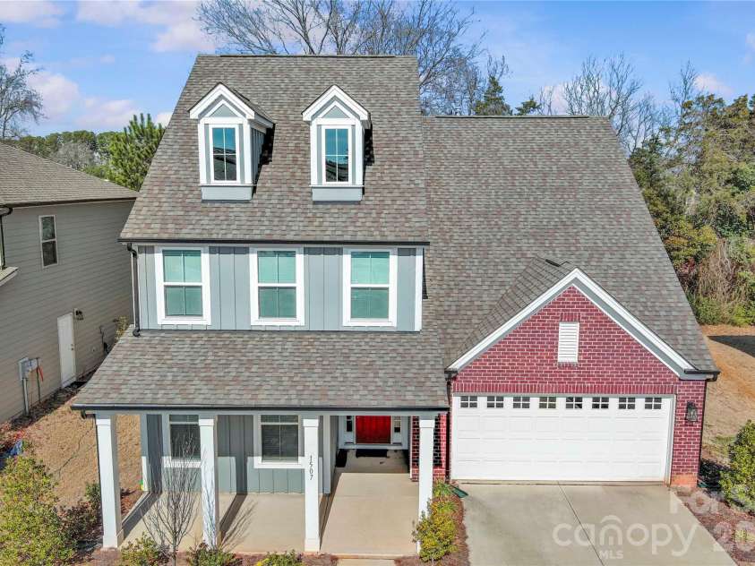1507 Cedar Tree Drive, Belmont, NC 28012.  MLS# CAR4343733, YatesRealty ID 9500. Aerial View showing front porch