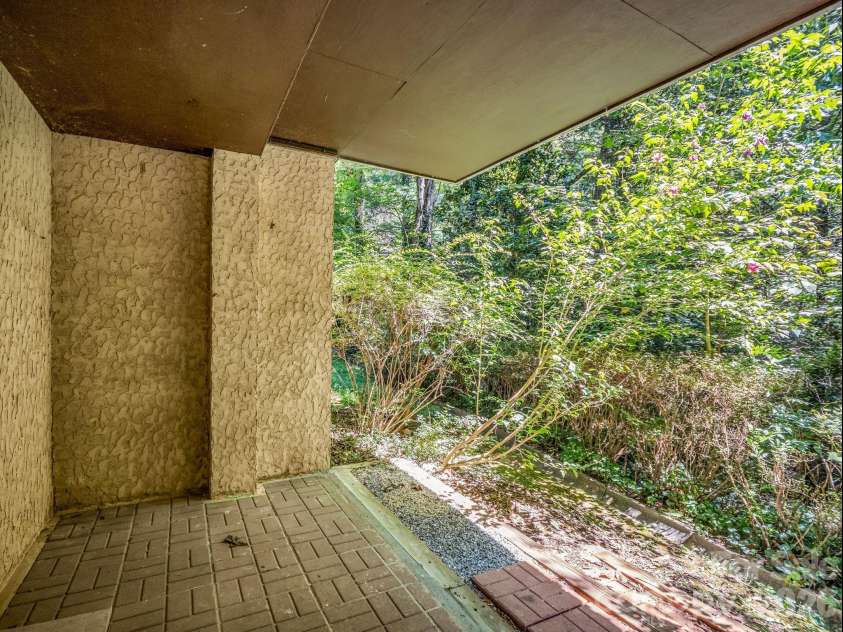 335 Melrose Avenue, Tryon, NC 28782.  MLS# CAR4417394, YatesRealty ID 9529. Private patio in lower level