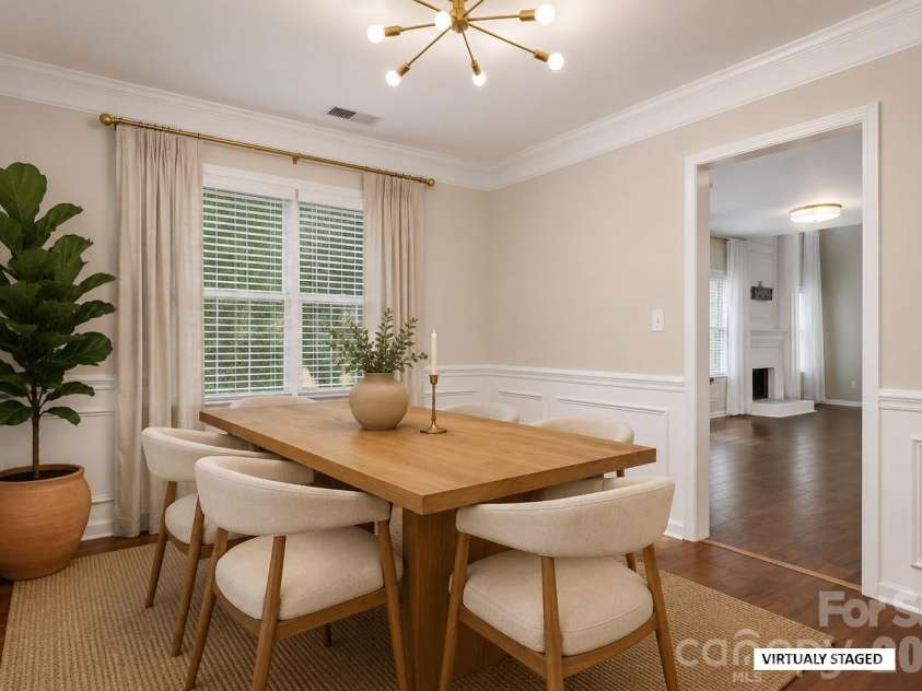 14339 Crown Harbor Drive, Charlotte, NC 28278.  MLS# CAR4415529, YatesRealty ID 9547. Virtually Staged Formal Dining Room