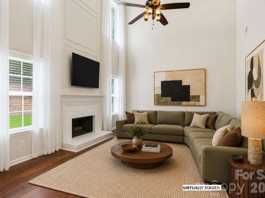 14339 Crown Harbor Drive, Charlotte, NC 28278.  MLS# CAR4415529, YatesRealty ID 9547. Virtually Staged Living Room