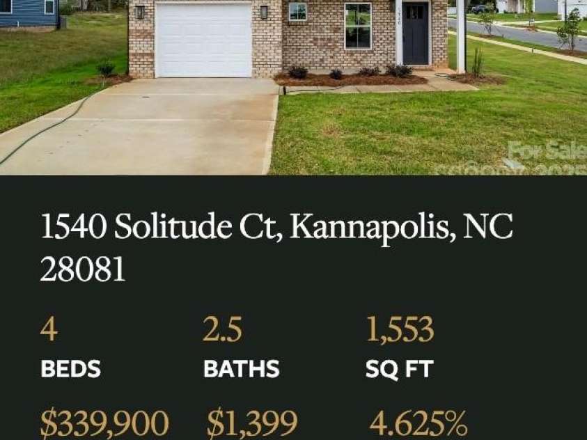 1540 Solitude Court, Kannapolis, NC 28081.  MLS# CAR4228924, YatesRealty ID 9551. 