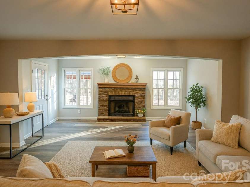 44585 Baldwin Road, New London, NC 28127.  MLS# CAR4323021, YatesRealty ID 9591. Virtually staged great room