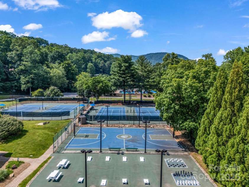 178 Flynn Court, Lake Lure, NC 28746.  MLS# CAR4204913, YatesRealty ID 9645. Sports courts, tennis/pickleball courts at Rumbling Bald on Lake Lure.