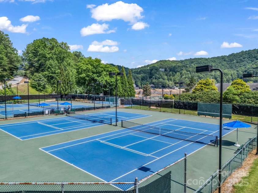 178 Flynn Court, Lake Lure, NC 28746.  MLS# CAR4204913, YatesRealty ID 9645. Tennis/pickleball courts at Rumbling Bald on Lake Lure.