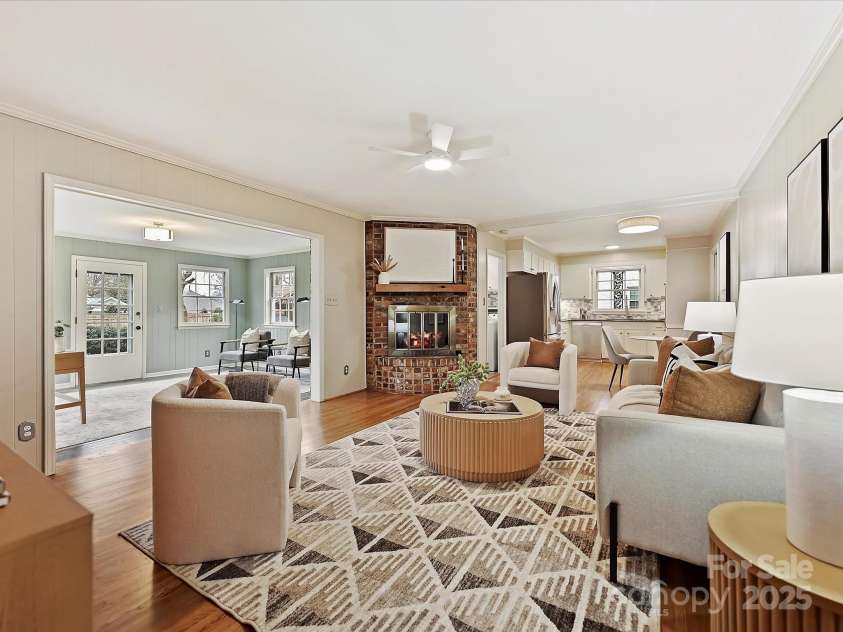 4132 Sulkirk Road, Charlotte, NC 28210.  MLS# CAR4223769, YatesRealty ID 9687. Den with Fireplace