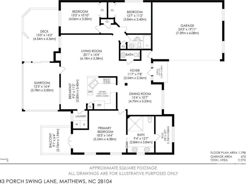 1443 Porch Swing Lane, Matthews, NC 28104.  MLS# CAR4364975, YatesRealty ID 9695. 