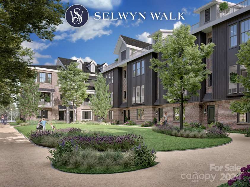 3100 Selwyn Avenue, Charlotte, NC 28209.  MLS# CAR4130767, YatesRealty ID 972. Courtyard Rendering showing Lot 30 at the back left (End Unit)