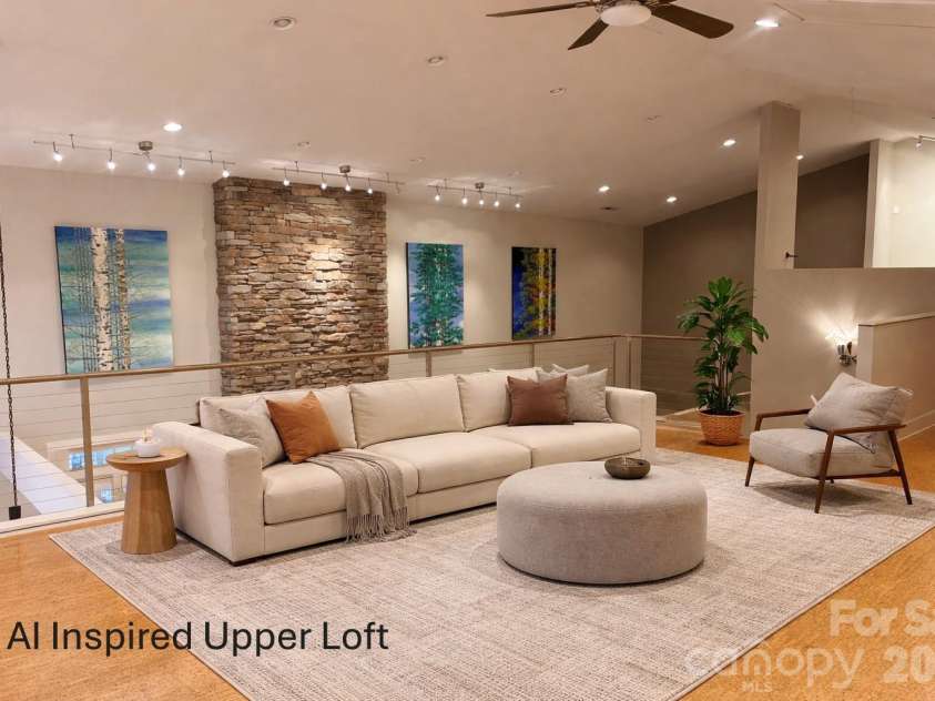 167 Trails End, Lake Lure, NC 28746.  MLS# CAR4245504, YatesRealty ID 9733. Virtually staged Upper loft above GR