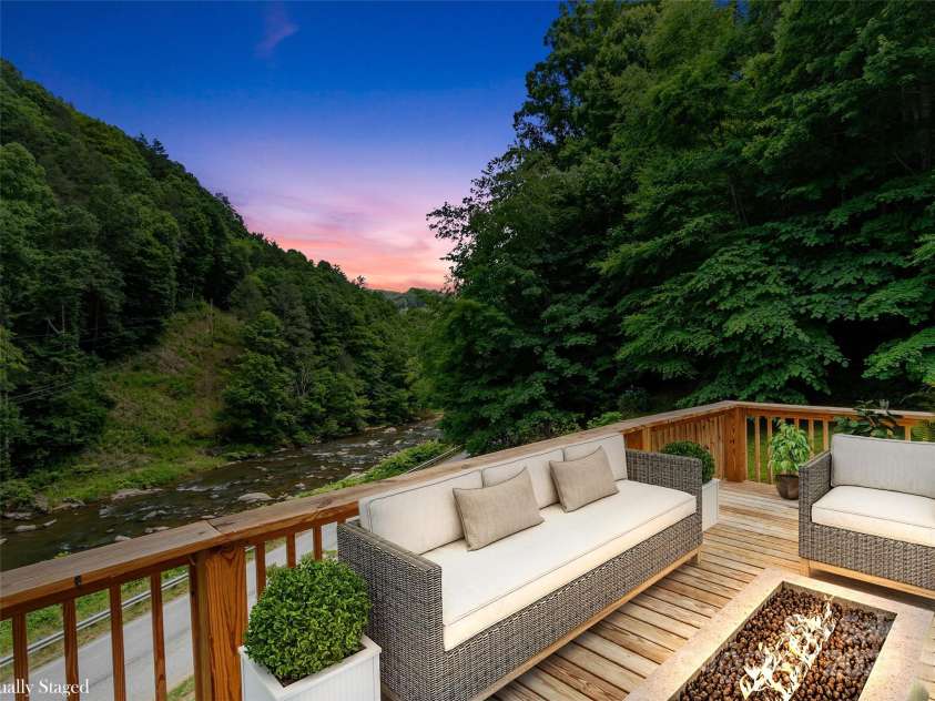 12982 US Hwy 19W None, Burnsville, NC 28714.  MLS# CAR4234088, YatesRealty ID 975. River sights and sounds by deck.