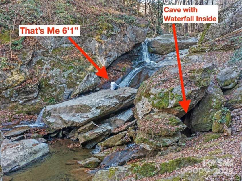 23 Katies Road, Marshall, NC 28753.  MLS# CAR4203088, YatesRealty ID 976. 30-40 Foot waterfall.  Paw Paw Creek Runs through property.