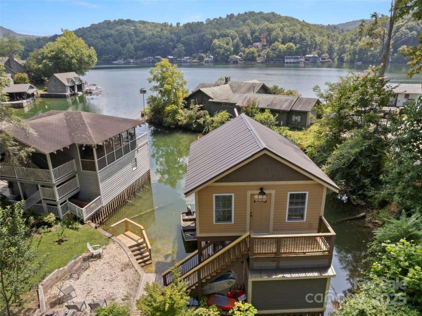 250 Mondamin Road, Zirconia, NC 28790.  MLS# CAR4248567, YatesRealty ID 9771. Aerial including boathouse