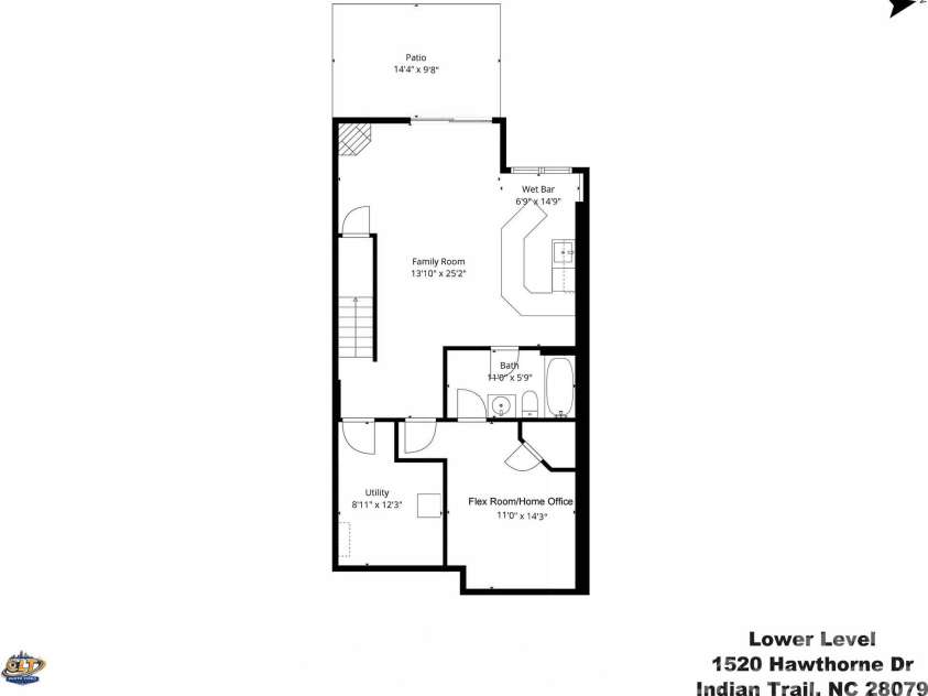 1520 Hawthorne Drive, Indian Trail, NC 28079.  MLS# CAR4365471, YatesRealty ID 9773. 1520 Hawthorne Drive Basement Level Floor Plan