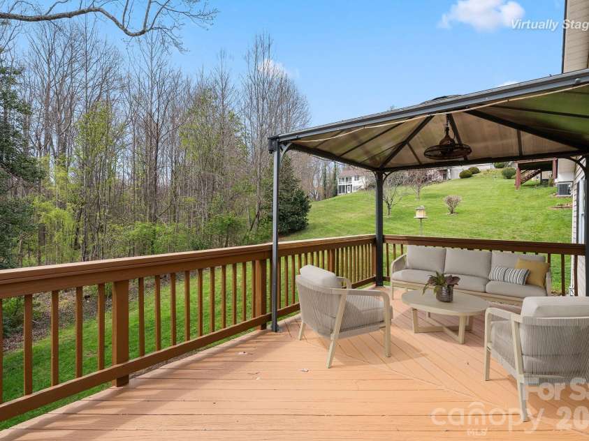 73 Creeks End Circle, Mills River, NC 28759.  MLS# CAR4365909, YatesRealty ID 9791. Virtually Staged Deck