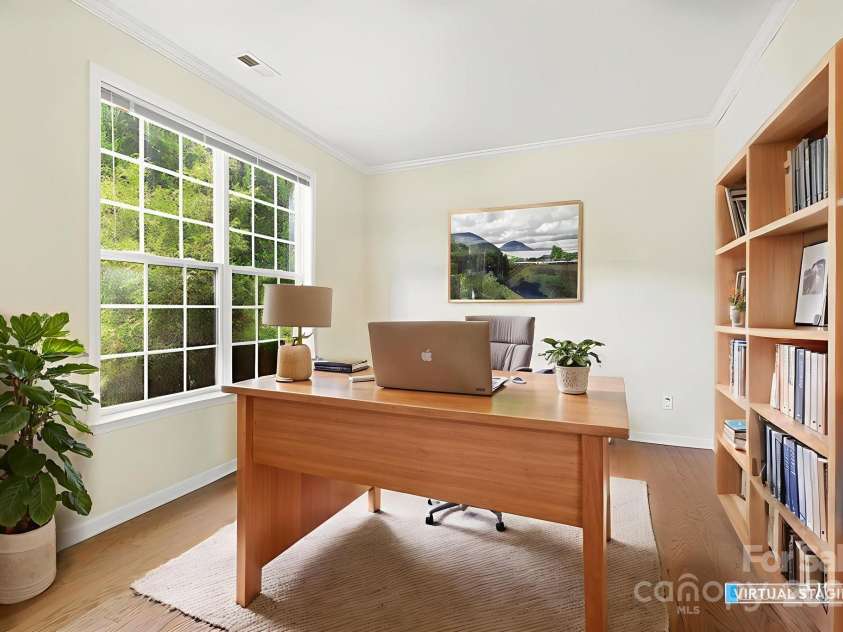 8 River Mead Court, Woodfin, NC 28804.  MLS# CAR4314476, YatesRealty ID 9879. Virtually Staged Study