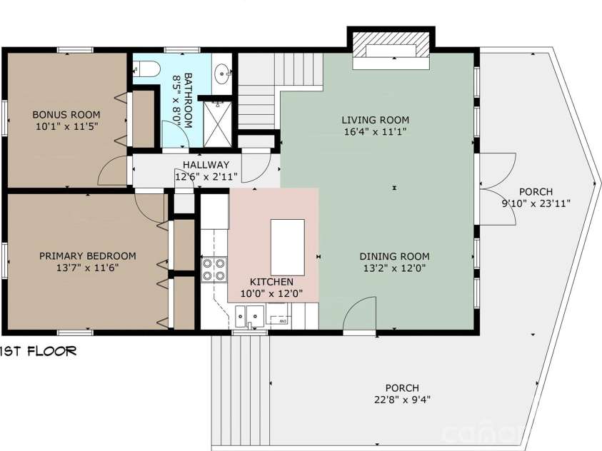 37 Cherokee Trail, Fletcher, NC 28732.  MLS# CAR4357676, YatesRealty ID 9928. Main level floor plan
